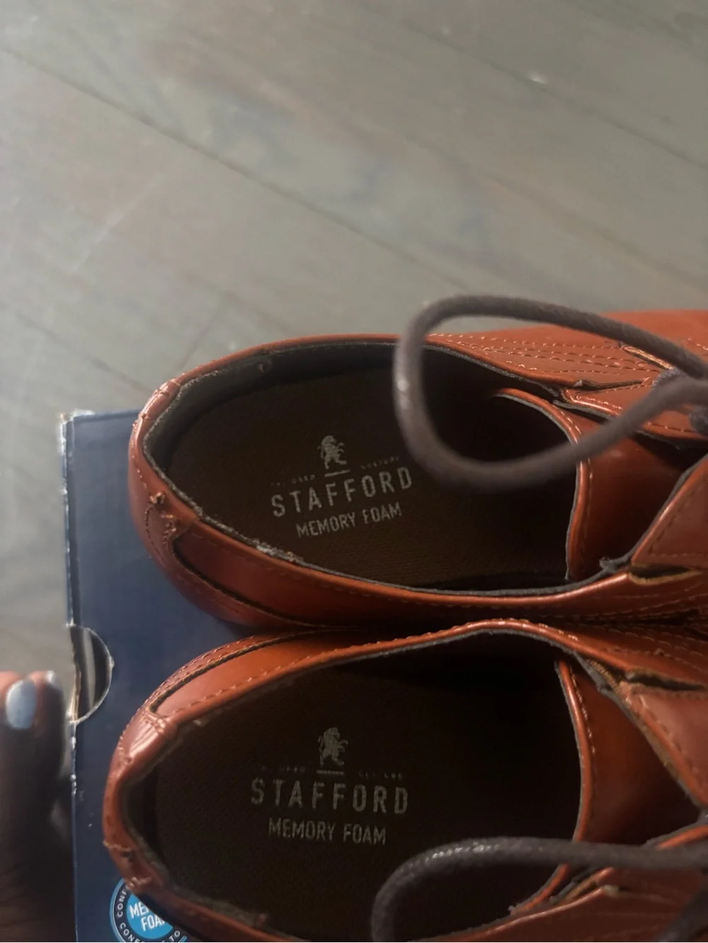 Stafford Kids Dress Shoes in Cognac Brown